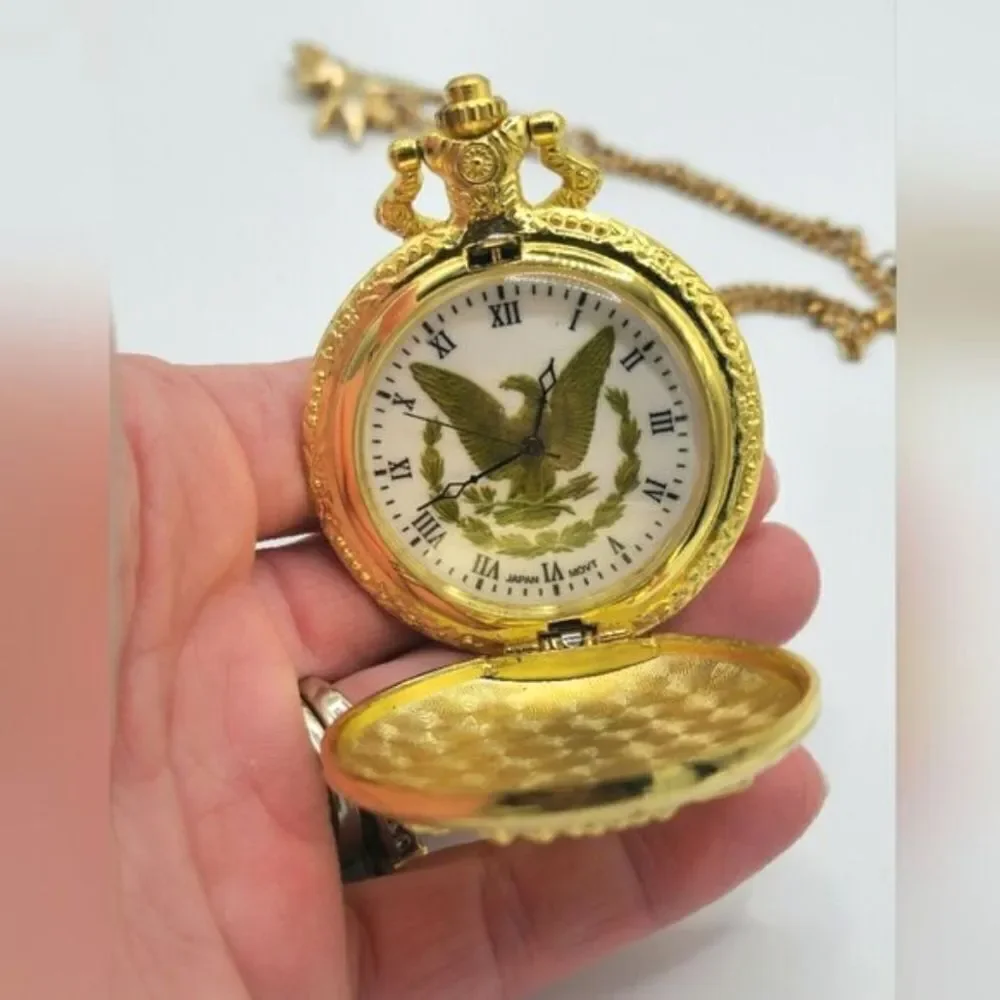 Vintage Gold liberty eagle pocket watch with chain